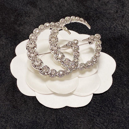 18K Double Gucci Crystal Brooch