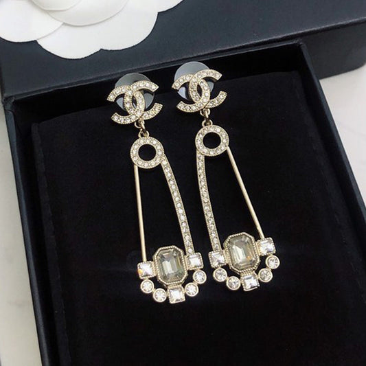 18K  Chanel Crystal Pendant Earrings