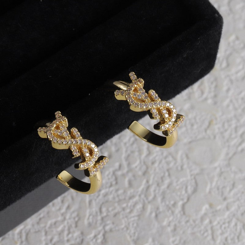 18K YSL Gold Diamond Circle Earrings