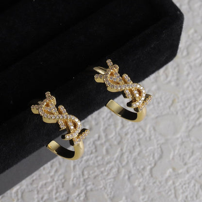 18K YSL Gold Diamond Circle Earrings