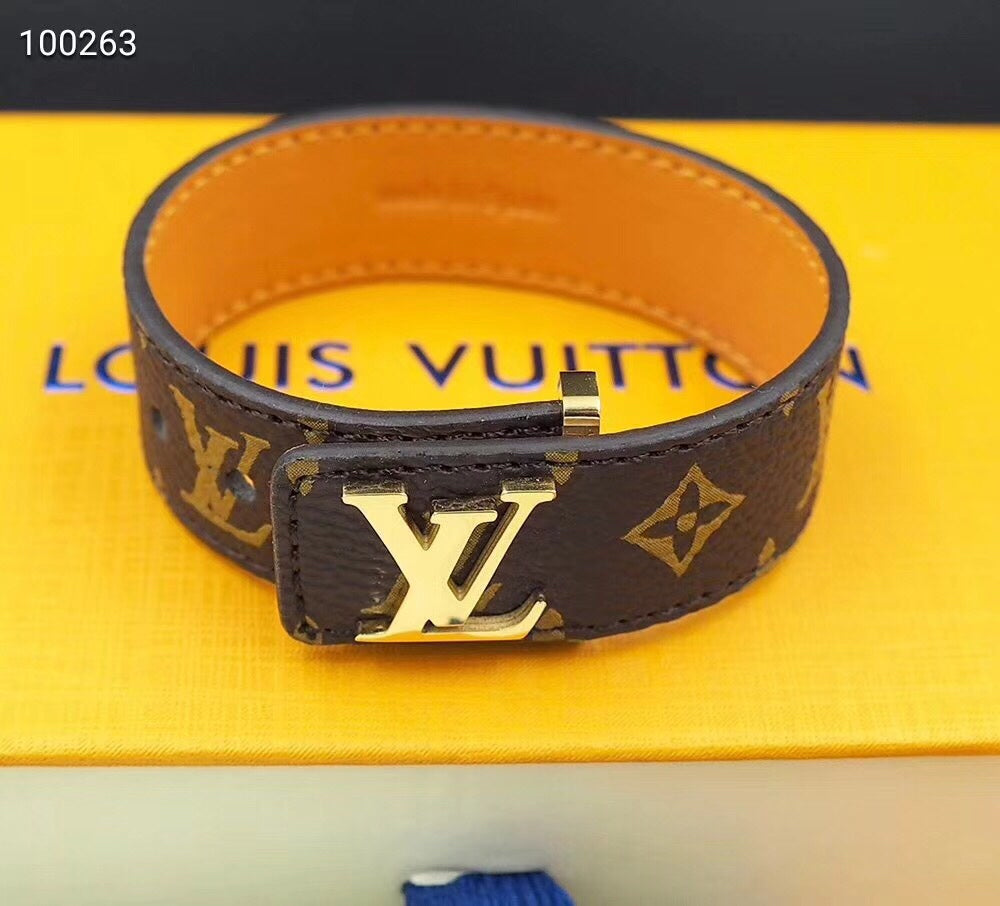 18K Louis Vuitton Leather Bracelet