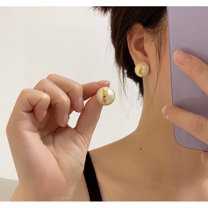 18K YSL White & Red Earrings