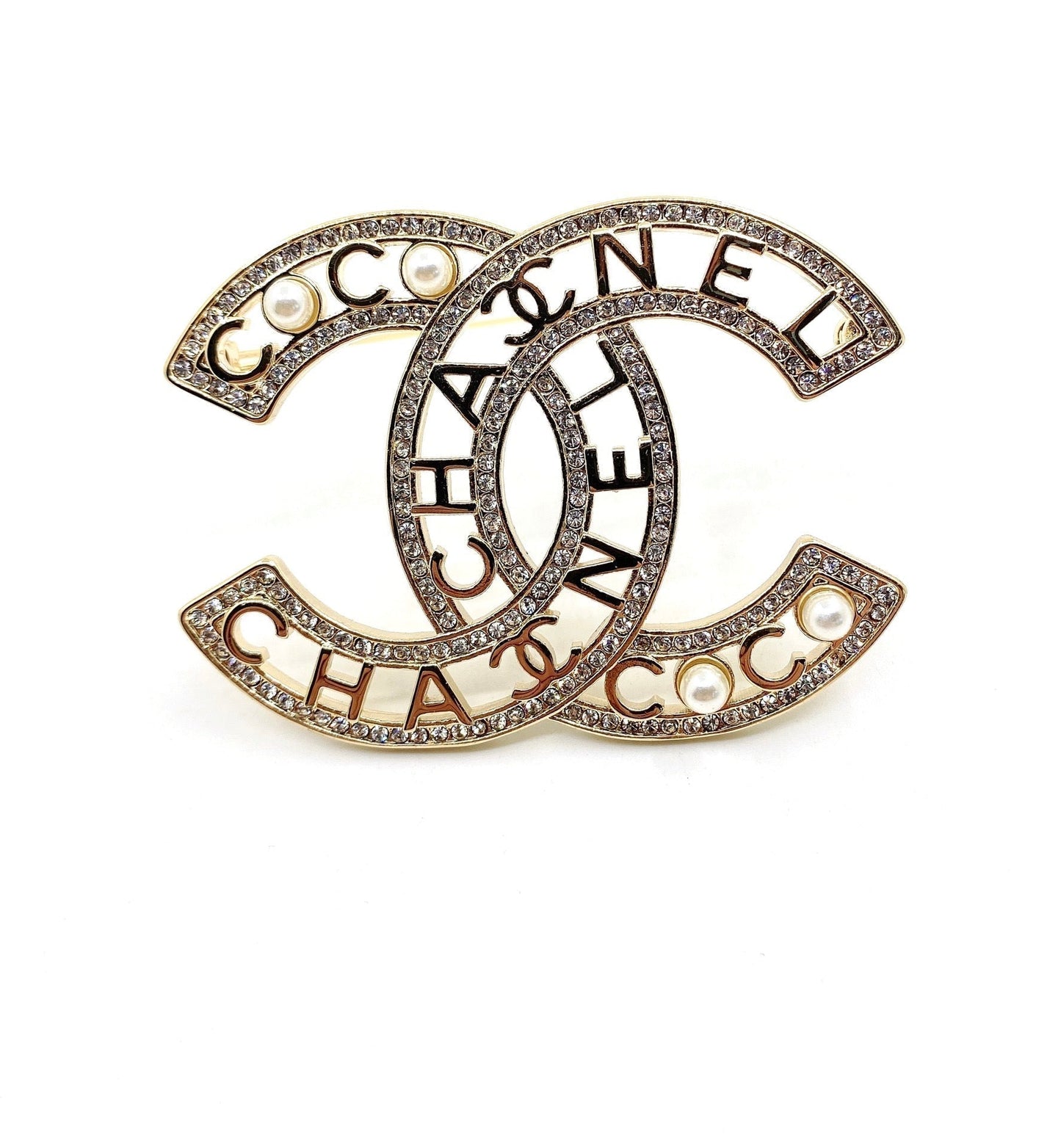 18K  Chanel Script Diamonds Brooch