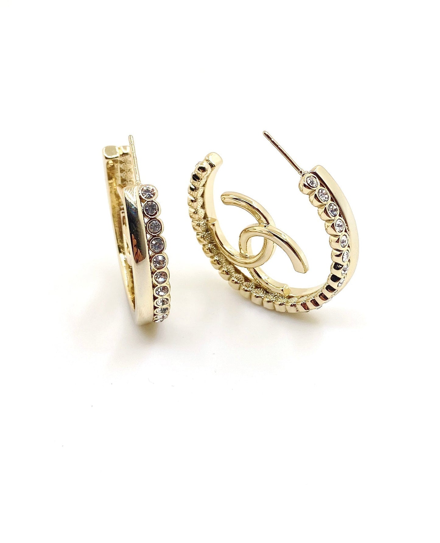 18K  Chanel Circle Crystals Earrings