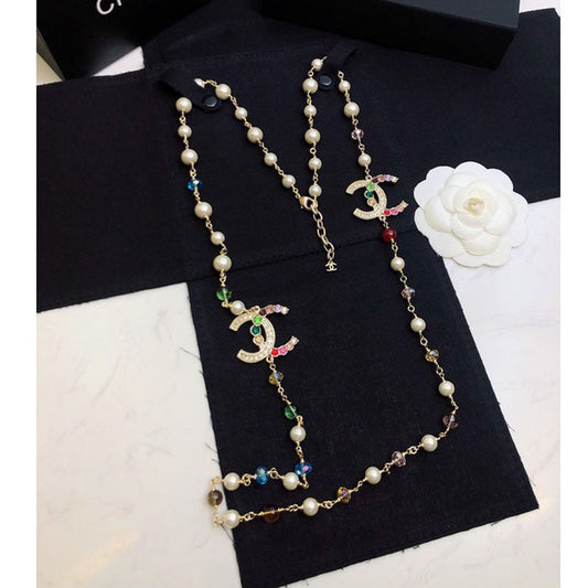 18K  Chanel Color Long Pearl Necklace