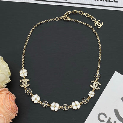 18K  Chanel Black & White Camellia Necklace