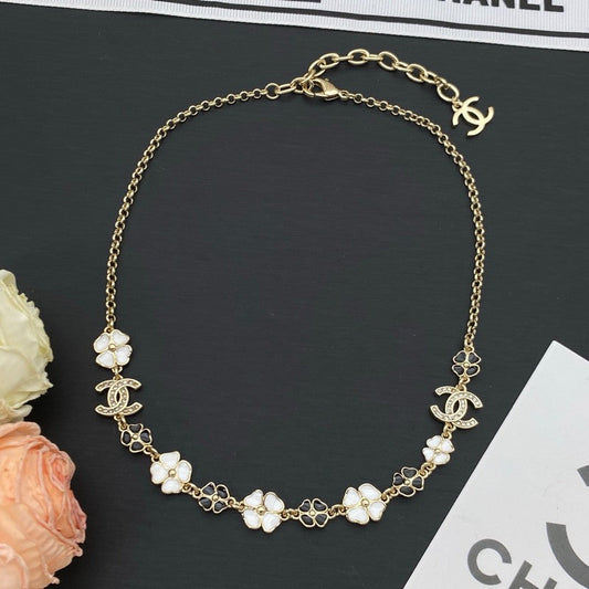 18K  Chanel Black & White Camellia Necklace