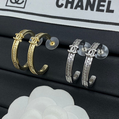 18K  Chanel Circle Zircon Earrings
