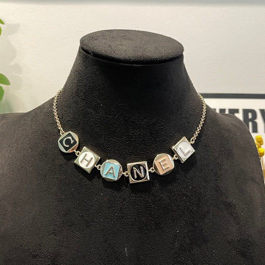 18K  Chanel Color Logo Choker Necklace