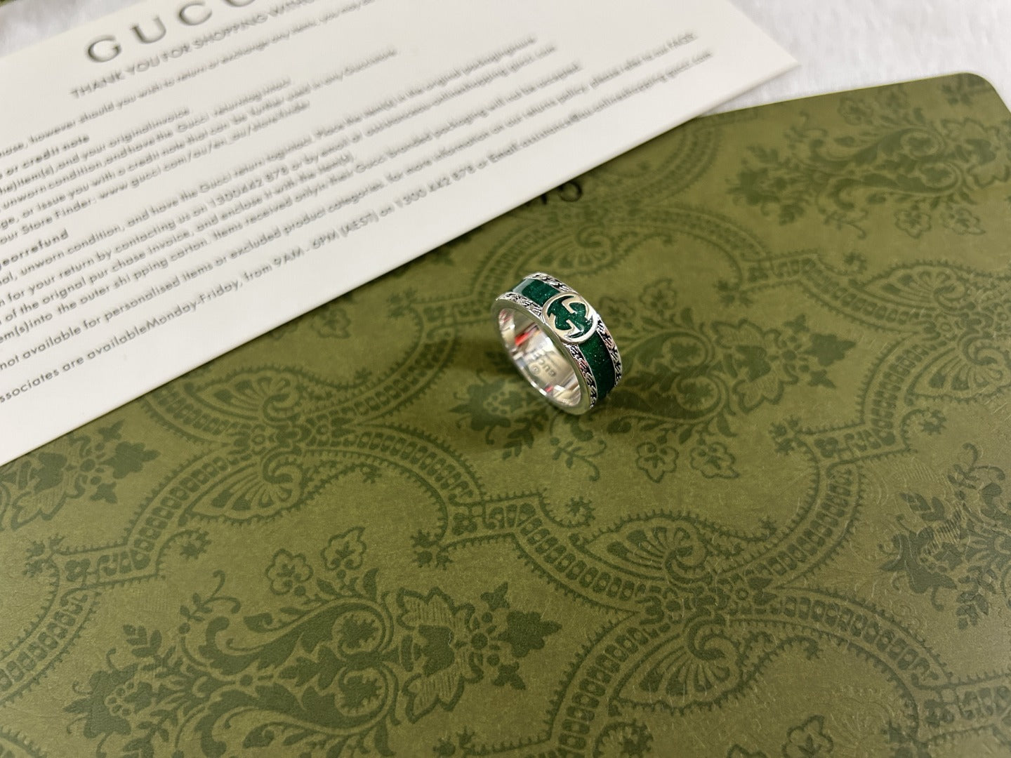 Double Gucci Interlocking Gucci Turquoise Enamel Ring