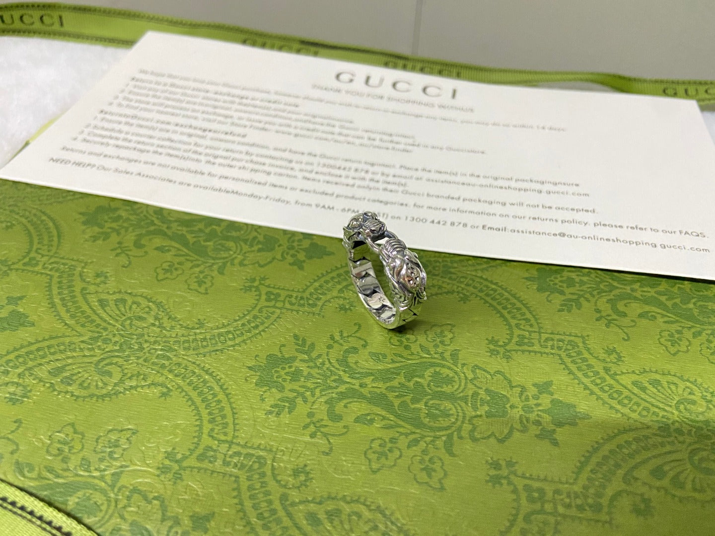 Double Gucci Tiger Head Chain Ring