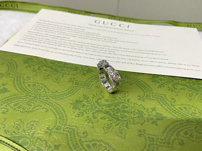Double Gucci Tiger Head Chain Ring