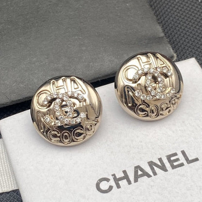 18K  Chanel Circle Diamond Earrings