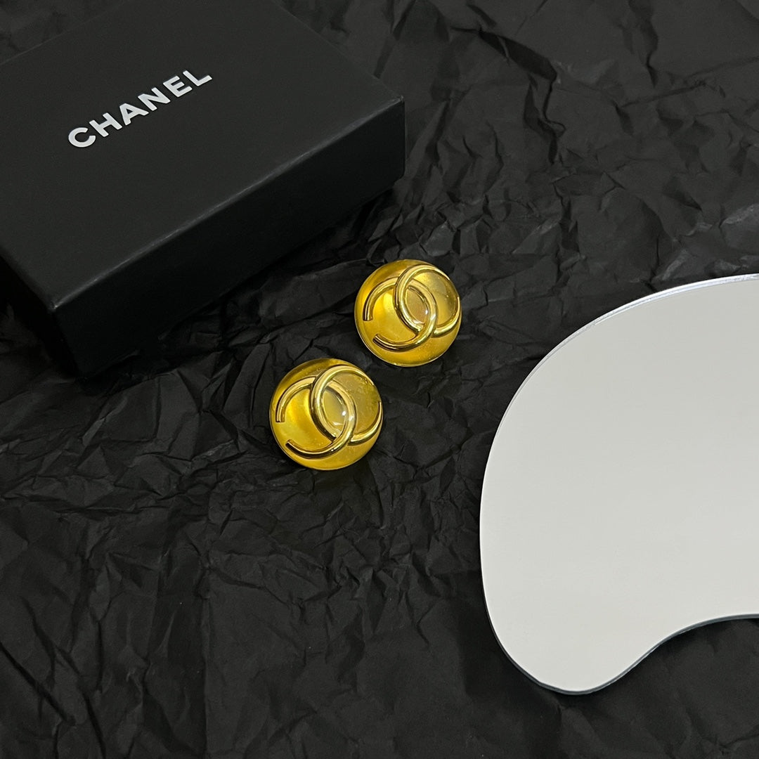 18K Vintage  Chanel Yellow Crystal Earrings