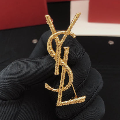 18K YSL Gold Brooch