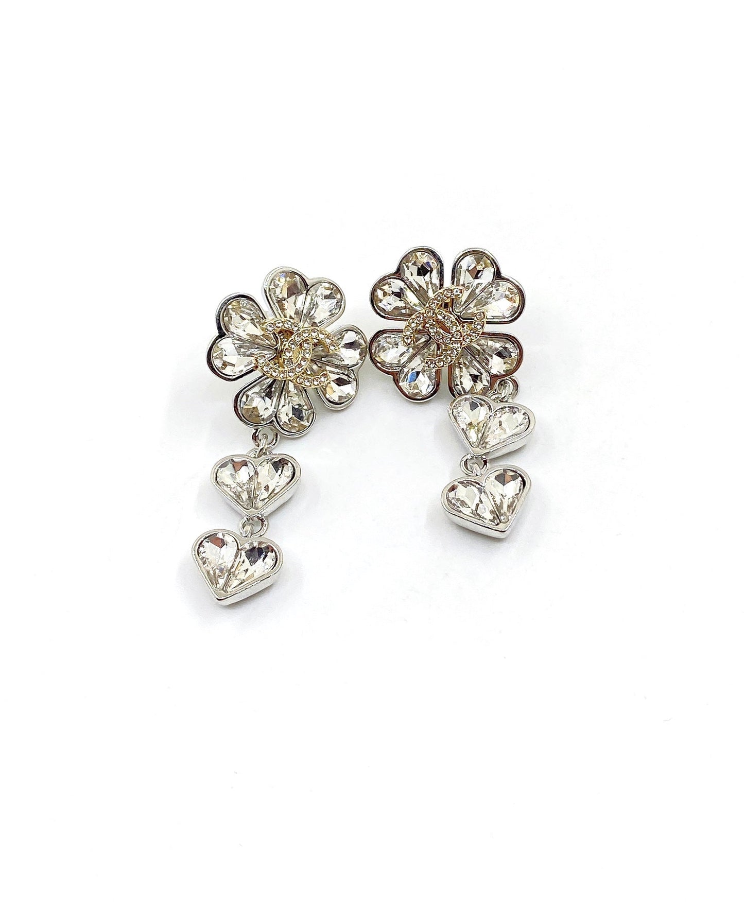 18K  Chanel Crystal Flower Earrings