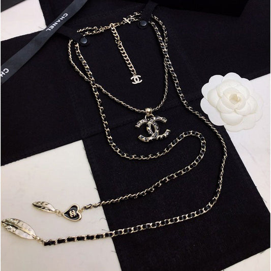 18K  Chanel Long Leather Necklace
