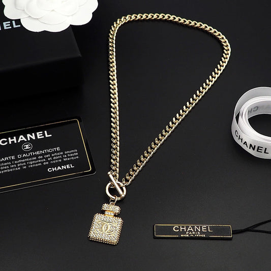 18K  Chanel Diamond Perfume Bottle Pendant Necklace