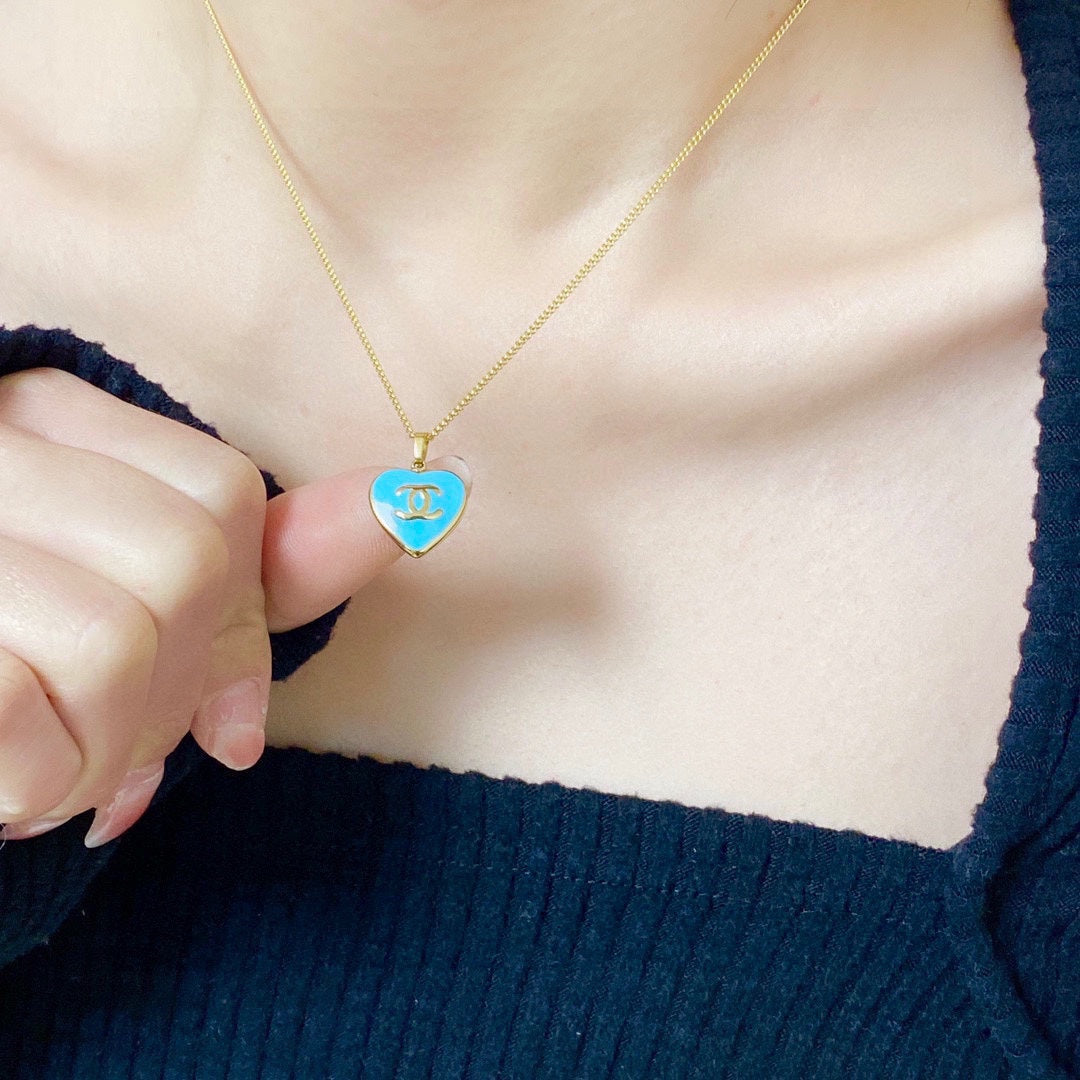 18K  Chanel Blue Heart Necklace