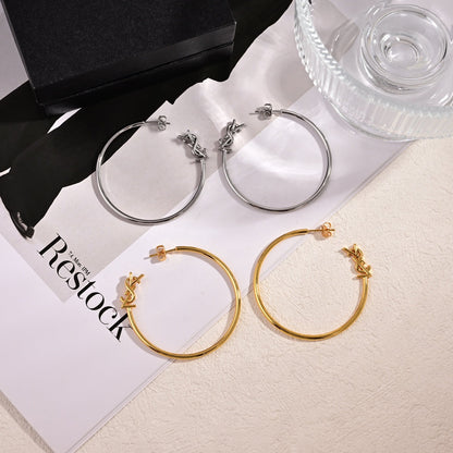 18K YSL Circle Gold Earrings