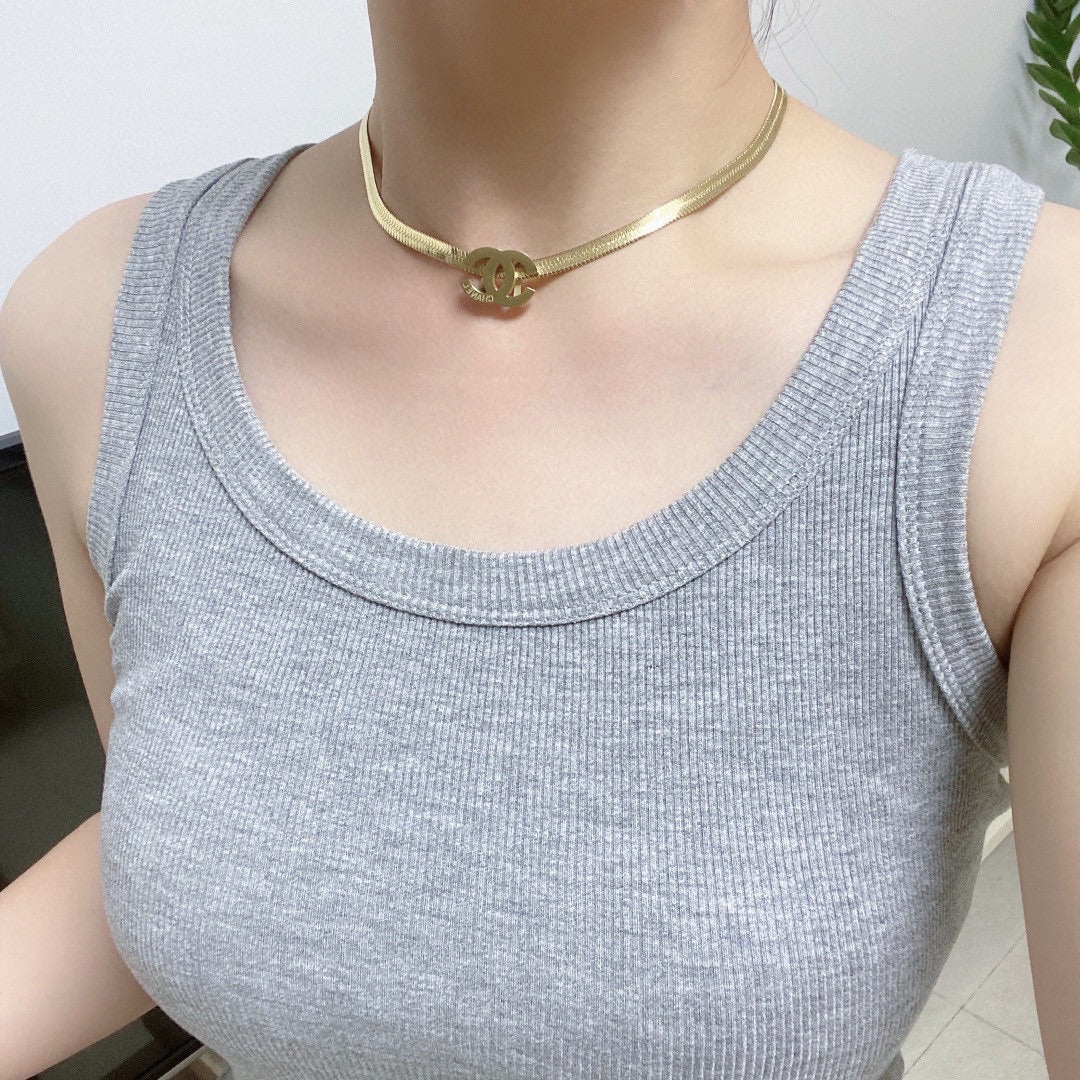18K  Chanel Gold Chain Choker Necklace
