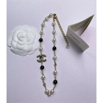 18K  Chanel Black & White Pearls Necklace