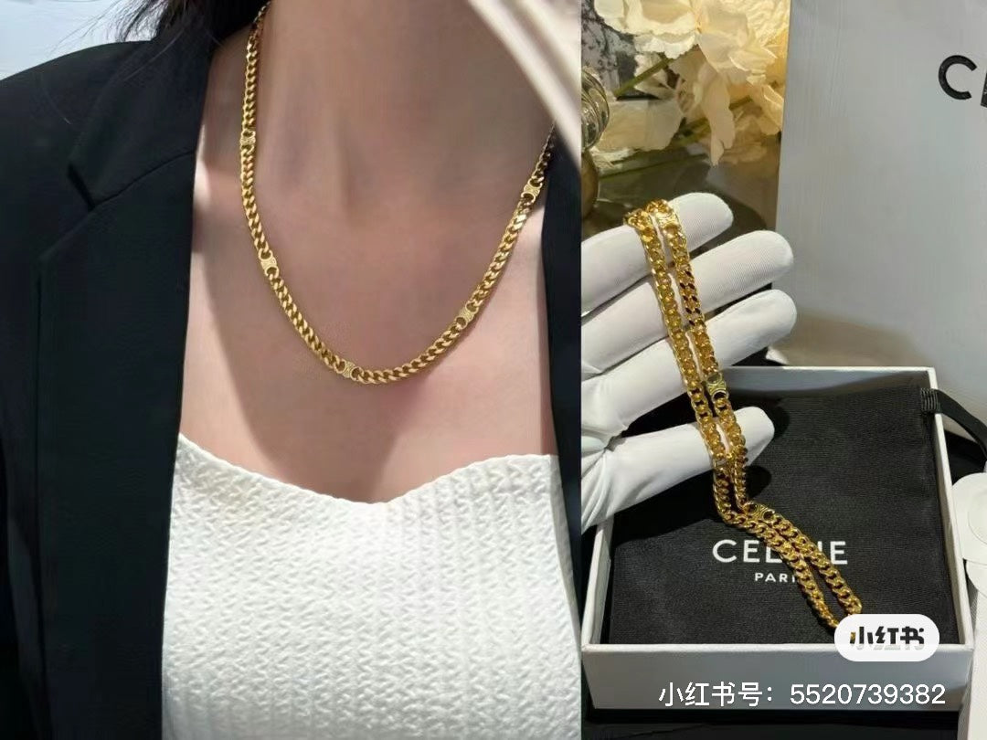 18K Celine Gourmette Chain Necklace