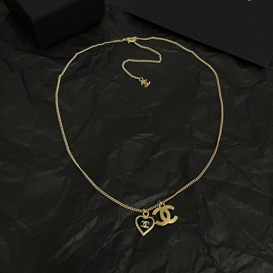 18K  Chanel Black Heart Necklace