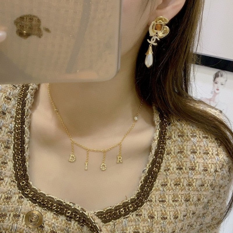 18K  Chanel Camellia Pearl Earrings