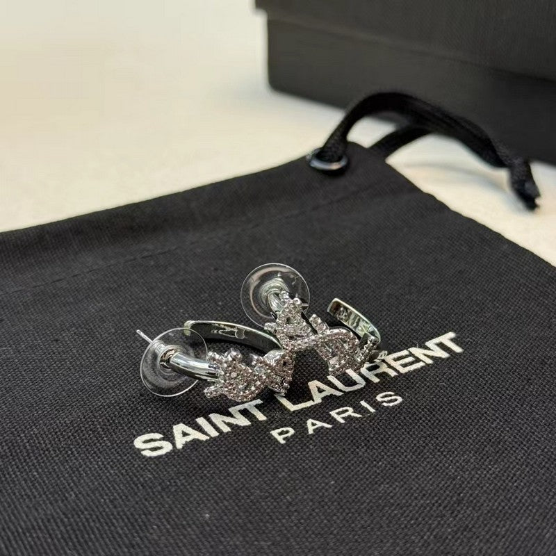 18K YSL Gold Diamond Circle Earrings