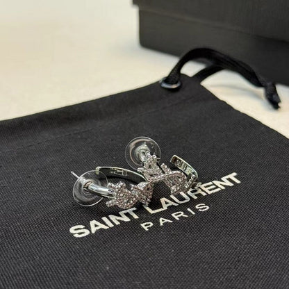 18K YSL Gold Diamond Circle Earrings