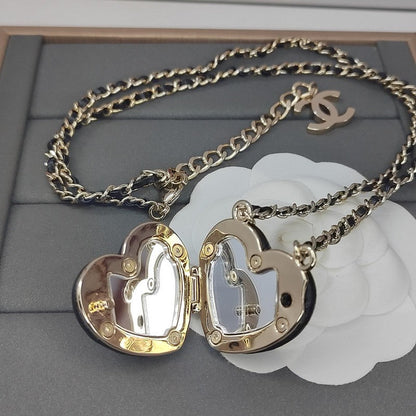 18K  Chanel Black Heart Gold Necklace