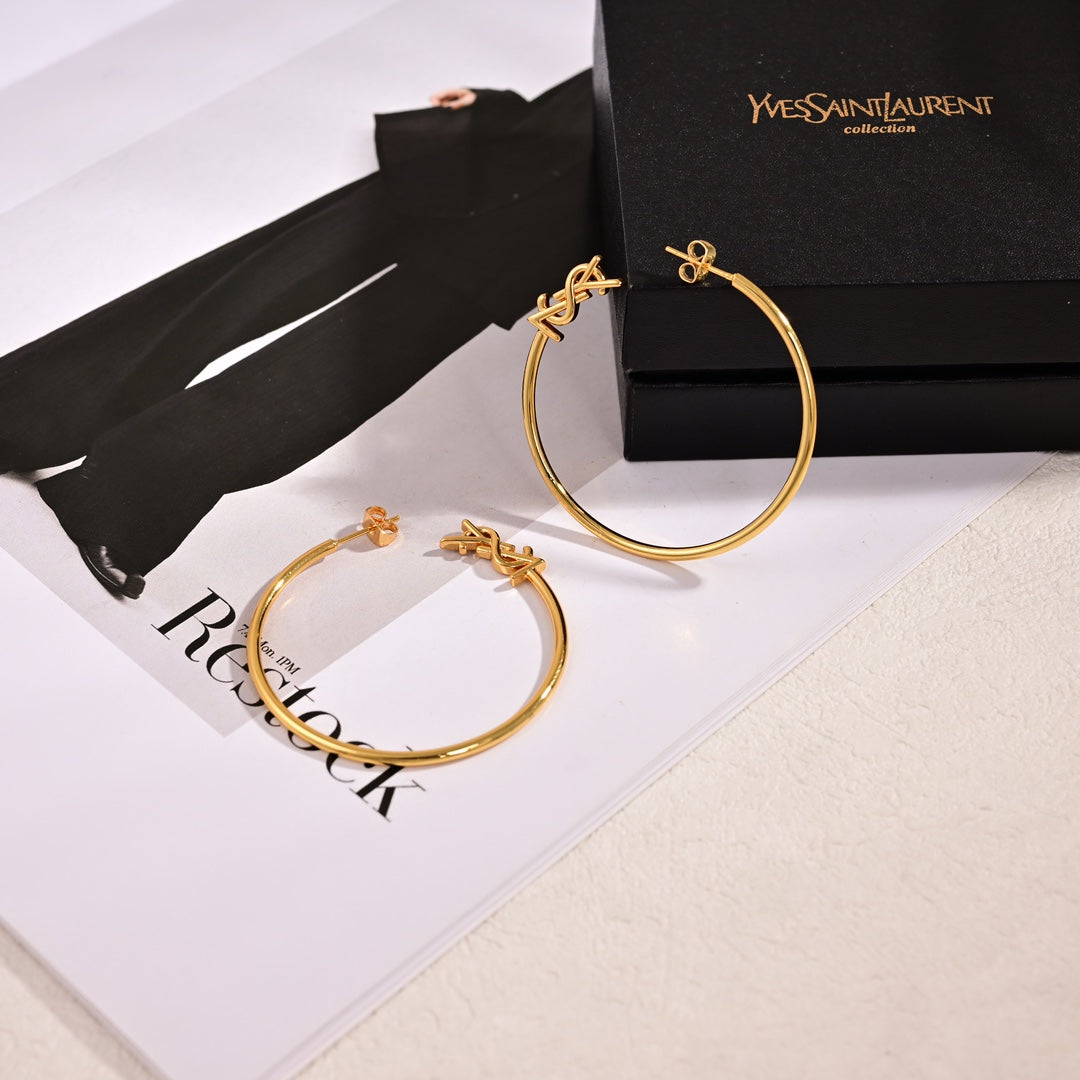 18K YSL Circle Gold Earrings