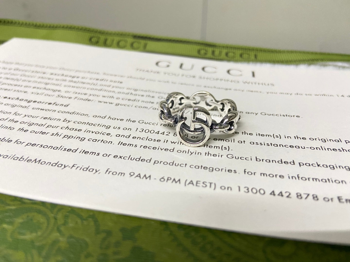 Double Gucci Interlocking Gucci Chain Ring