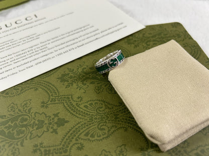 Double Gucci Interlocking Gucci Turquoise Enamel Ring