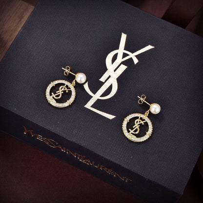 18K YSL Circle Diamonds Earrings