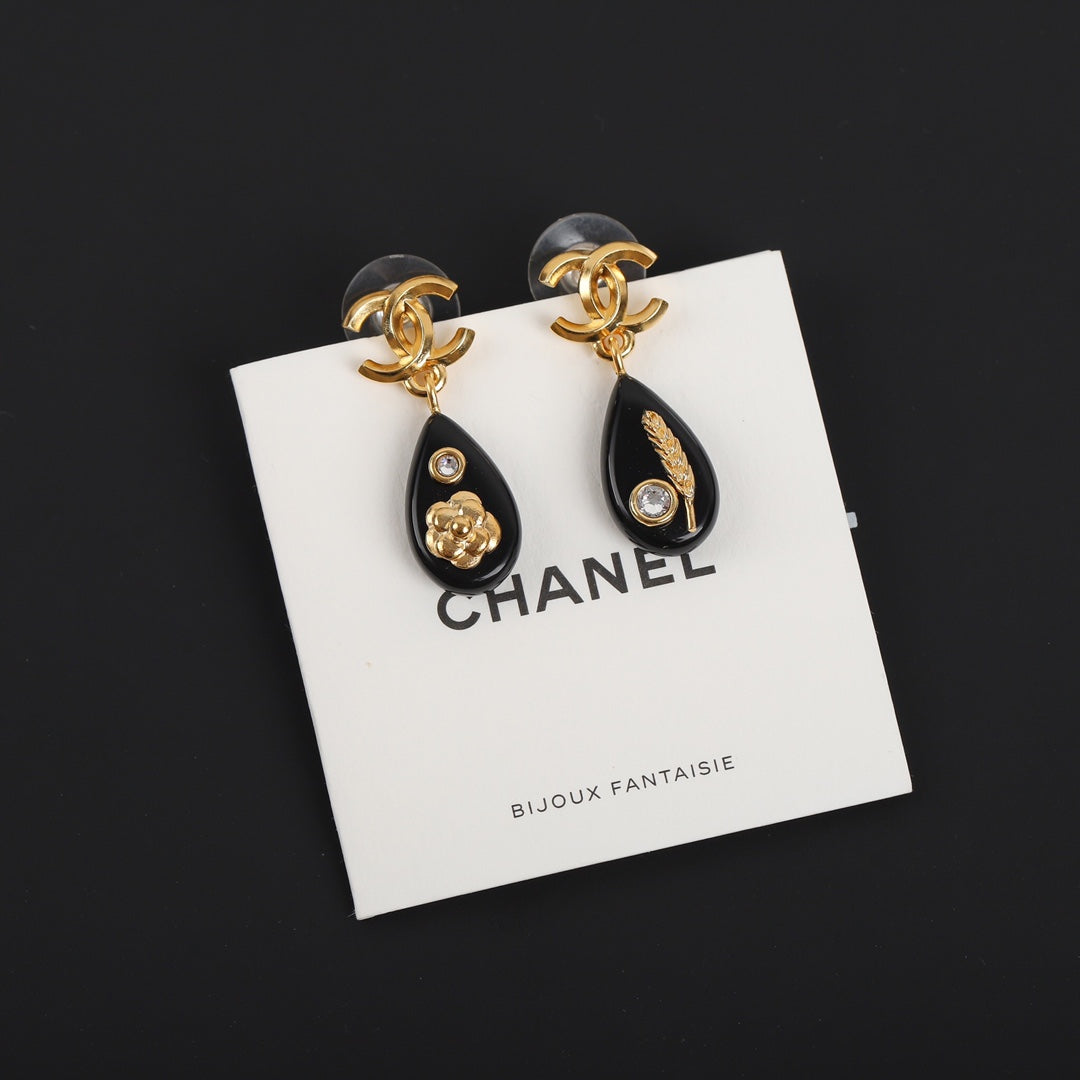 18K  Chanel Camellia Pendant Earrings