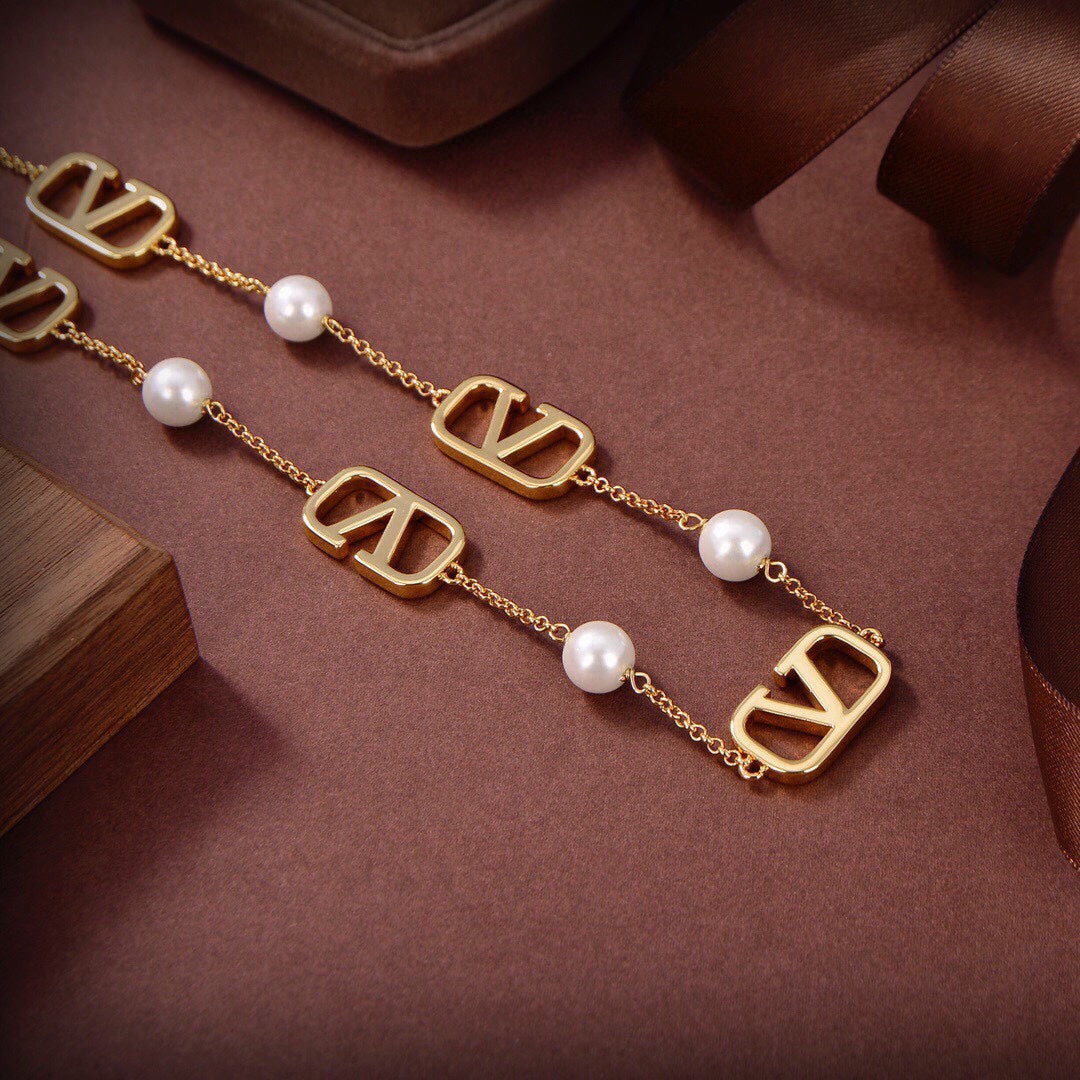 18K Valentino VLogo Necklace