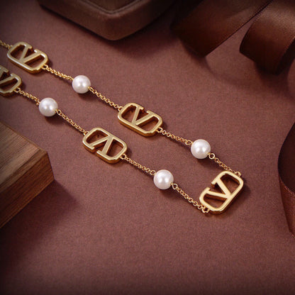 18K Valentino VLogo Necklace