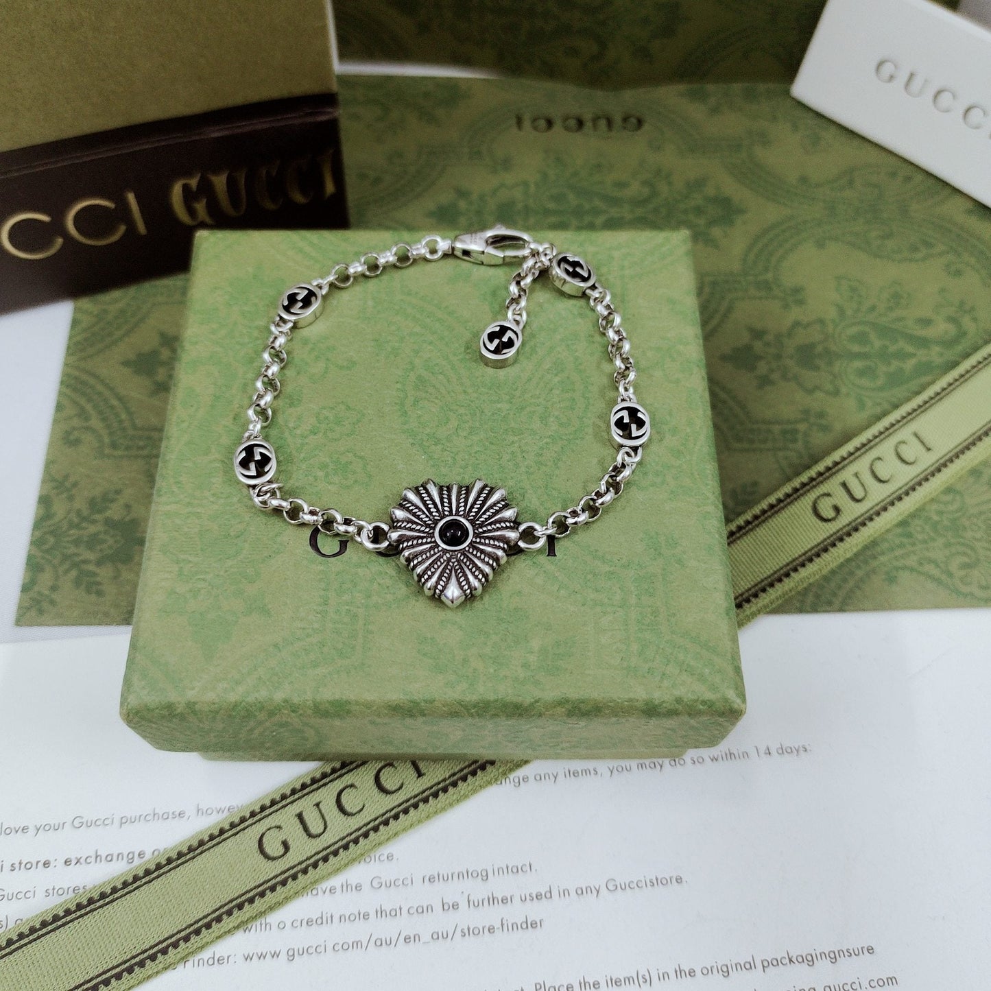 Double Gucci Interlocking Gucci Heart Bracelet