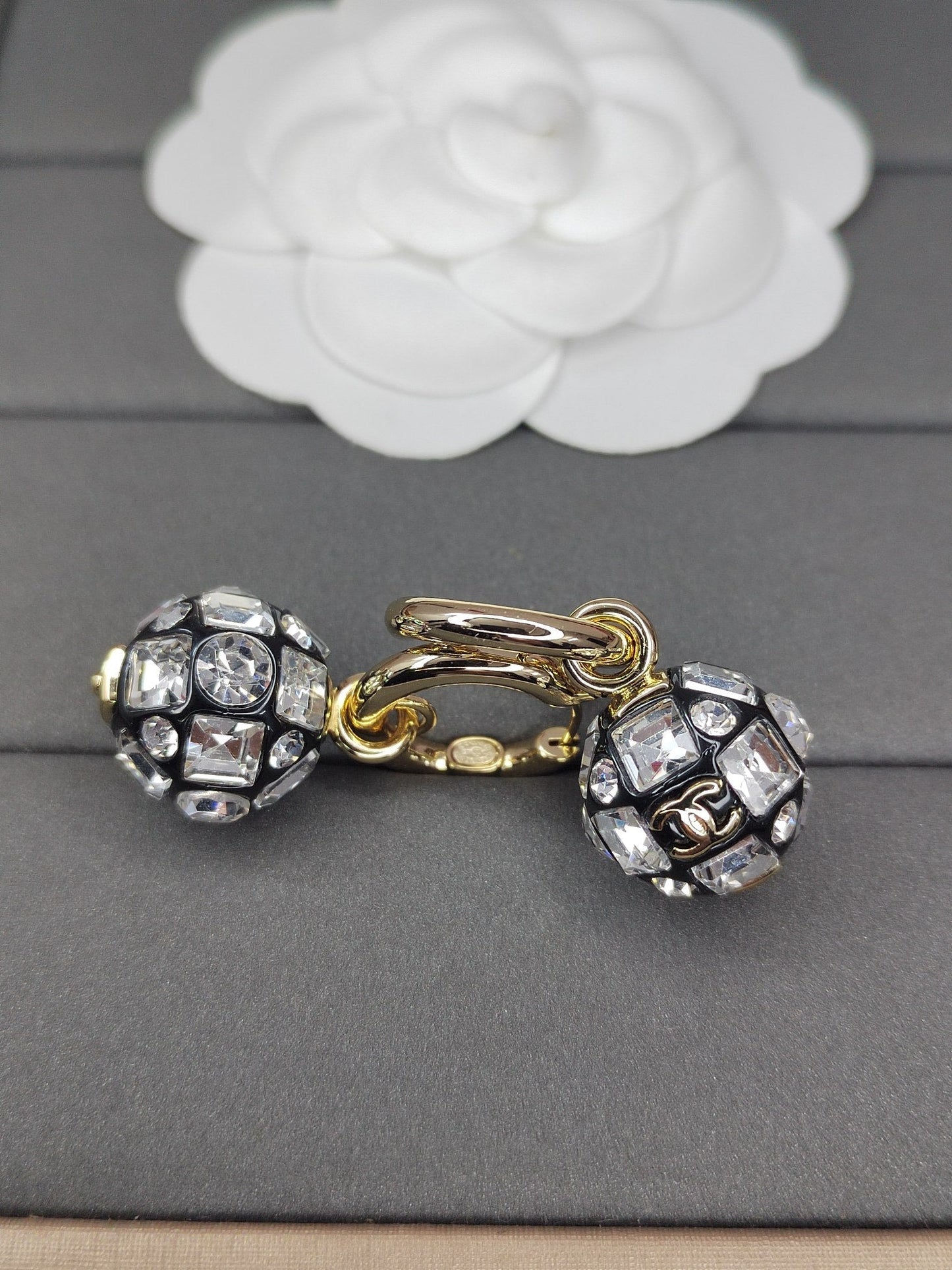 18K  Chanel Ball Crystals Earrings