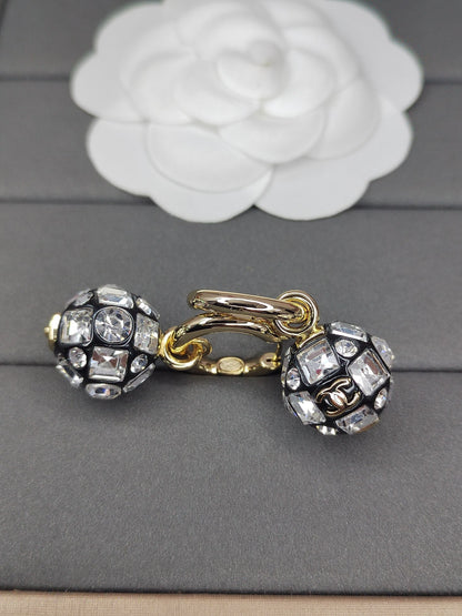 18K  Chanel Ball Crystals Earrings