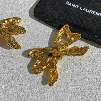 18K YSL 26C Butterfly Gold Earrings