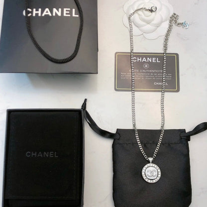 18K  Chanel Black & White Diamond Gold Necklace
