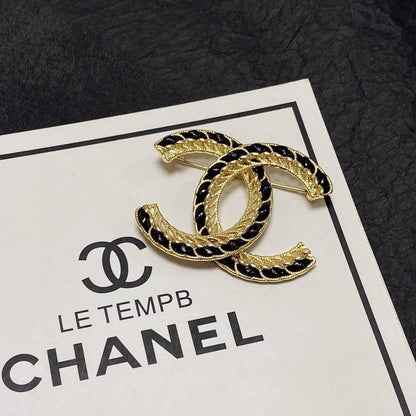 18K  Chanel Leather Gold Brooch