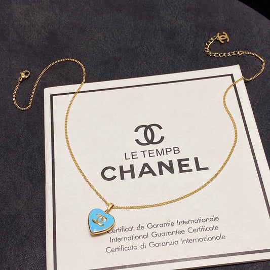 18K  Chanel Blue Heart Necklace