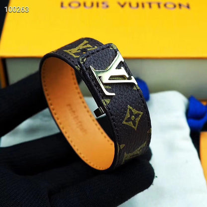 18K Louis Vuitton Leather Bracelet
