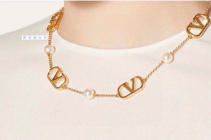 18K Valentino VLogo Necklace