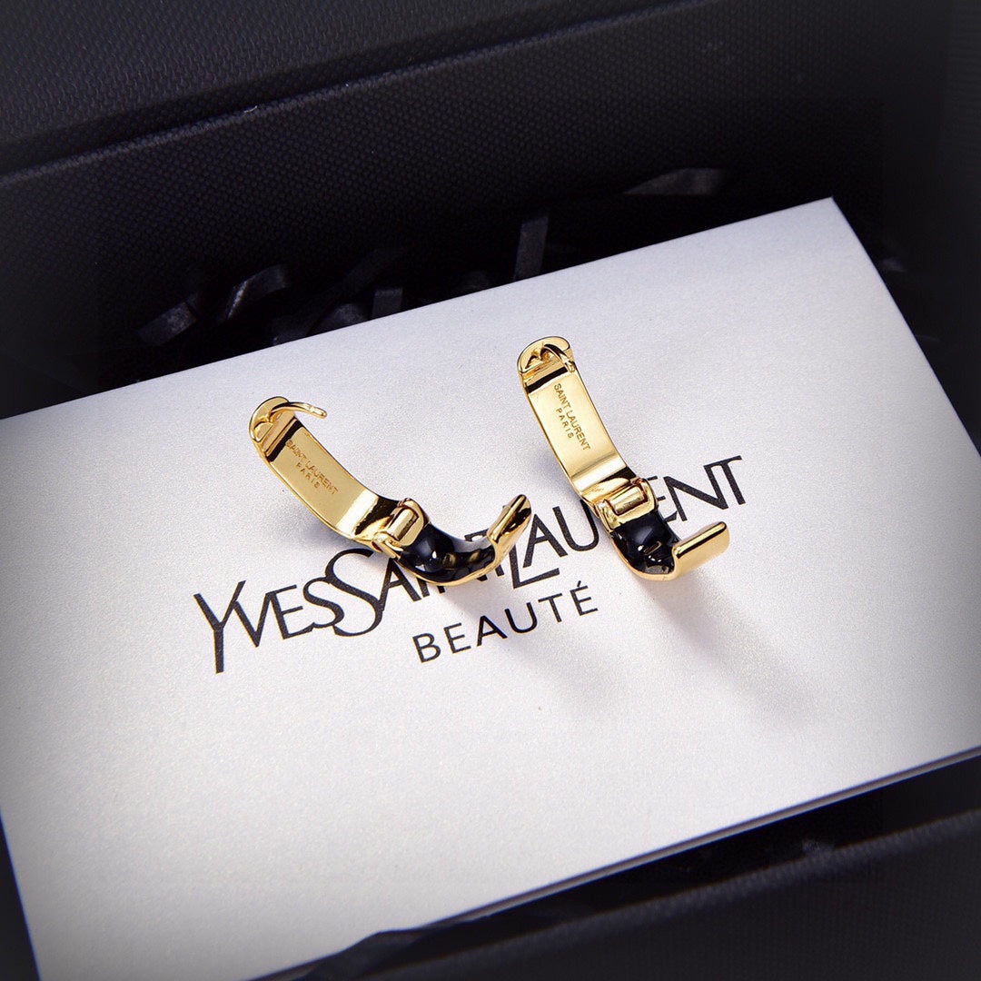18K YSL Black Earrings