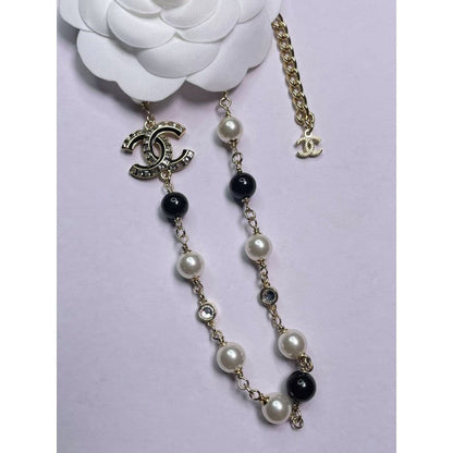 18K  Chanel Black & White Pearls Necklace
